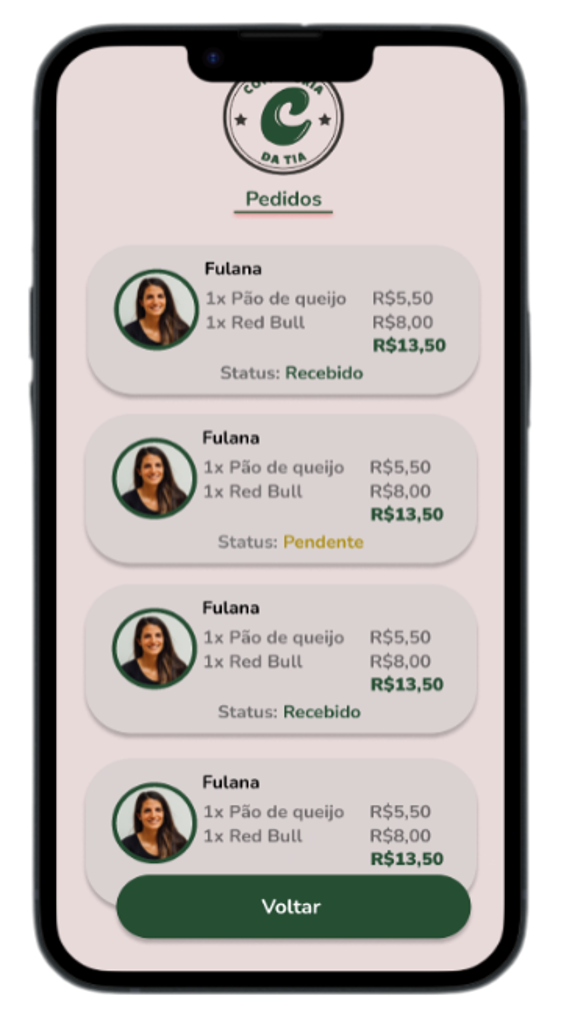 imagem lista de pedidos mobile